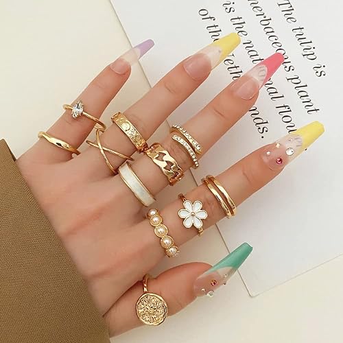  KISS WIFE 24Pcs Gold Knuckle Rings Set for Women Girls